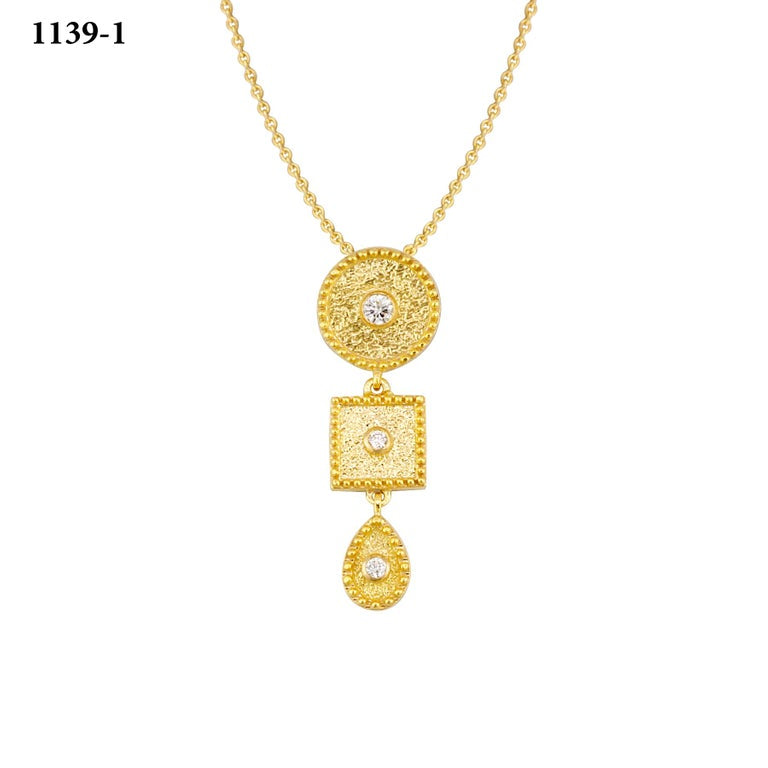 18 Karat Yellow Gold Diamond Pendant With Granulation Work