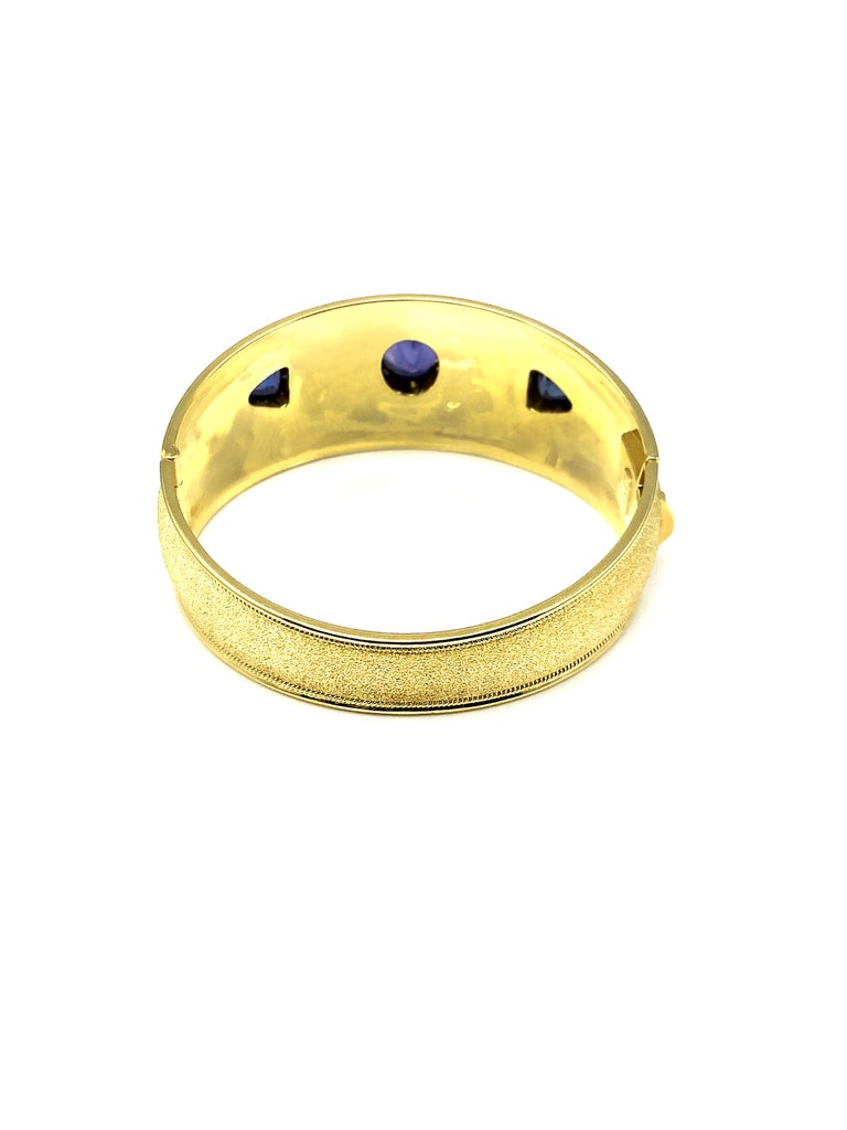 18 Karat Yellow Gold Diamond and Tanzanite Unique Bracelet