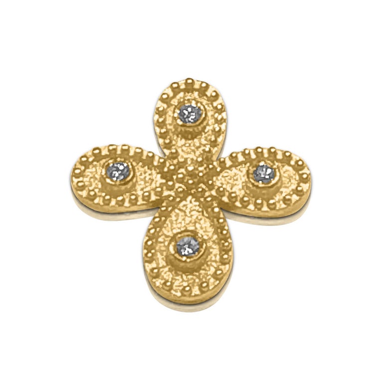 18 Karat Yellow Gold Diamond Granulation Cross with Chain