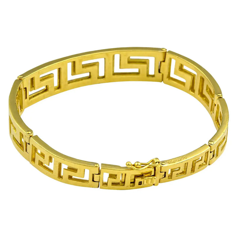 18 Karat Gold Diamond Classic Greek Key Design Bracelet
