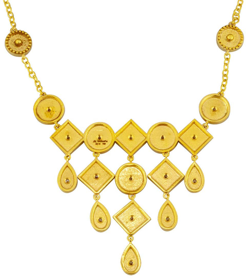 18 Karat Yellow Gold Diamond Pendant Drop Chain Necklace