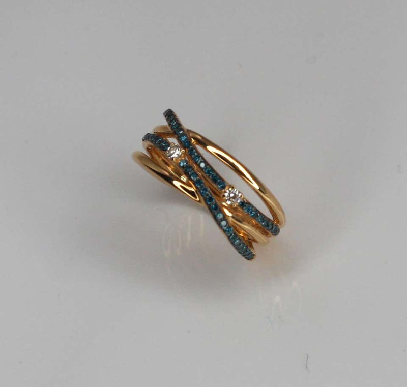 Collections 18 Karat Rose Gold Blue and White Diamond Band Ring