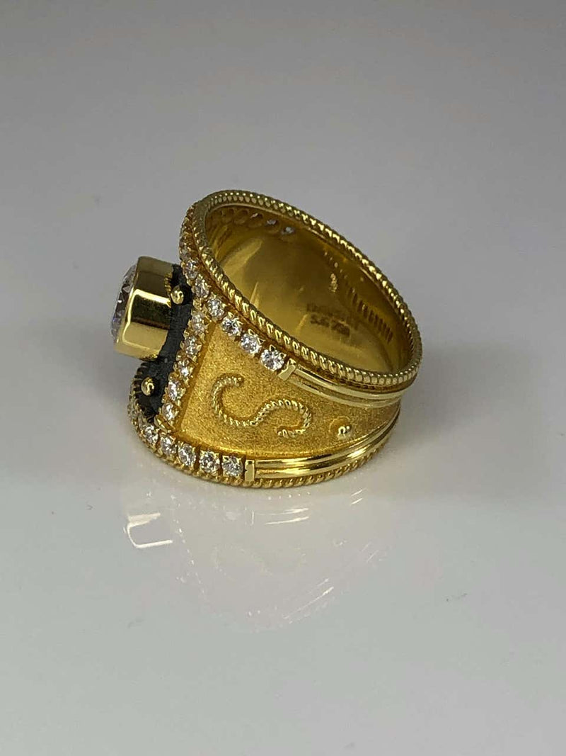 1.16 Carat Diamond Centre Ring in Gold and Black Rhodium
