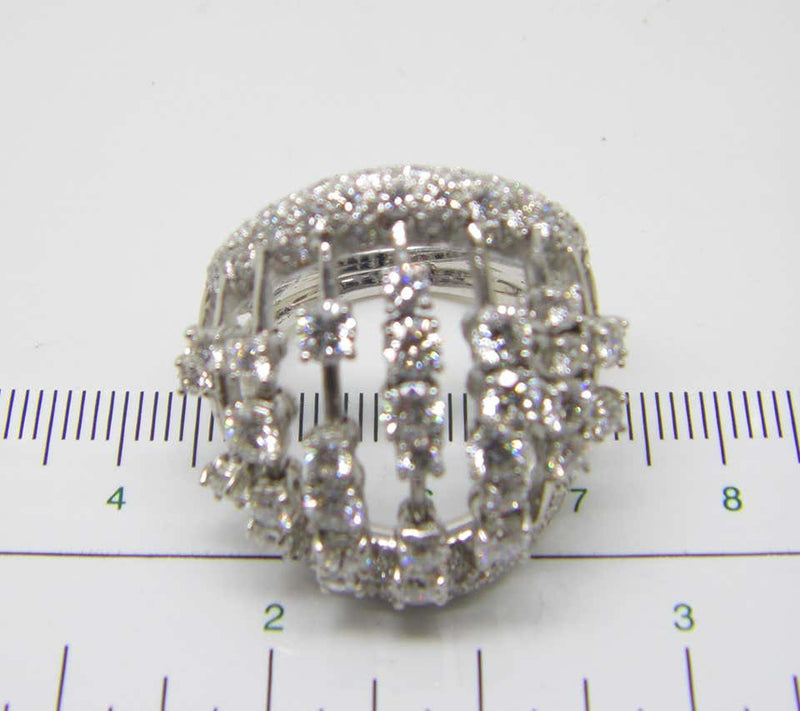 18 Karat White Gold Multiple Loose Diamond Wide Dome Ring