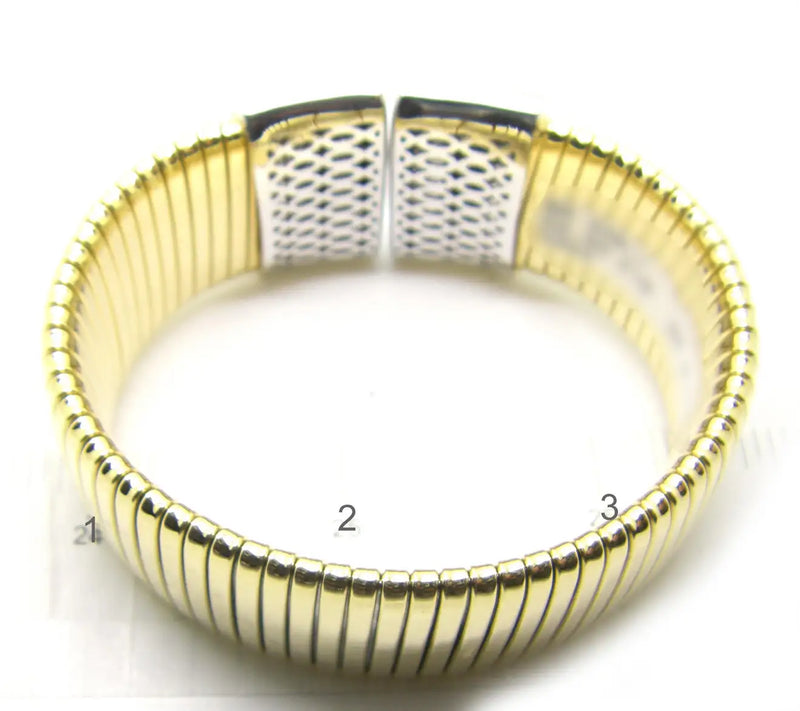 18 Karat Yellow Gold Wide Flexible Diamond Cuff Bracelet