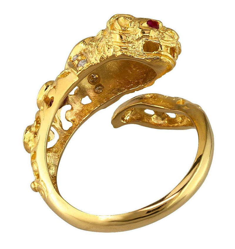 18 Karat Yellow Gold Diamond Sapphire Lions Head Band Ring