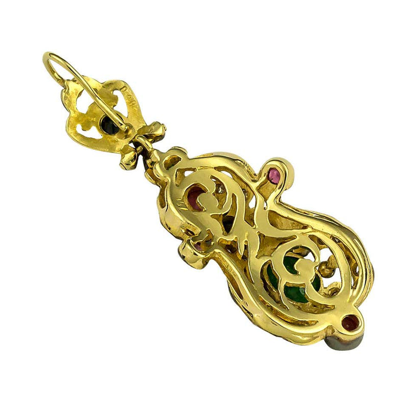 18 Karat Yellow Gold Byzantine Style Multicolor Gem Ring
