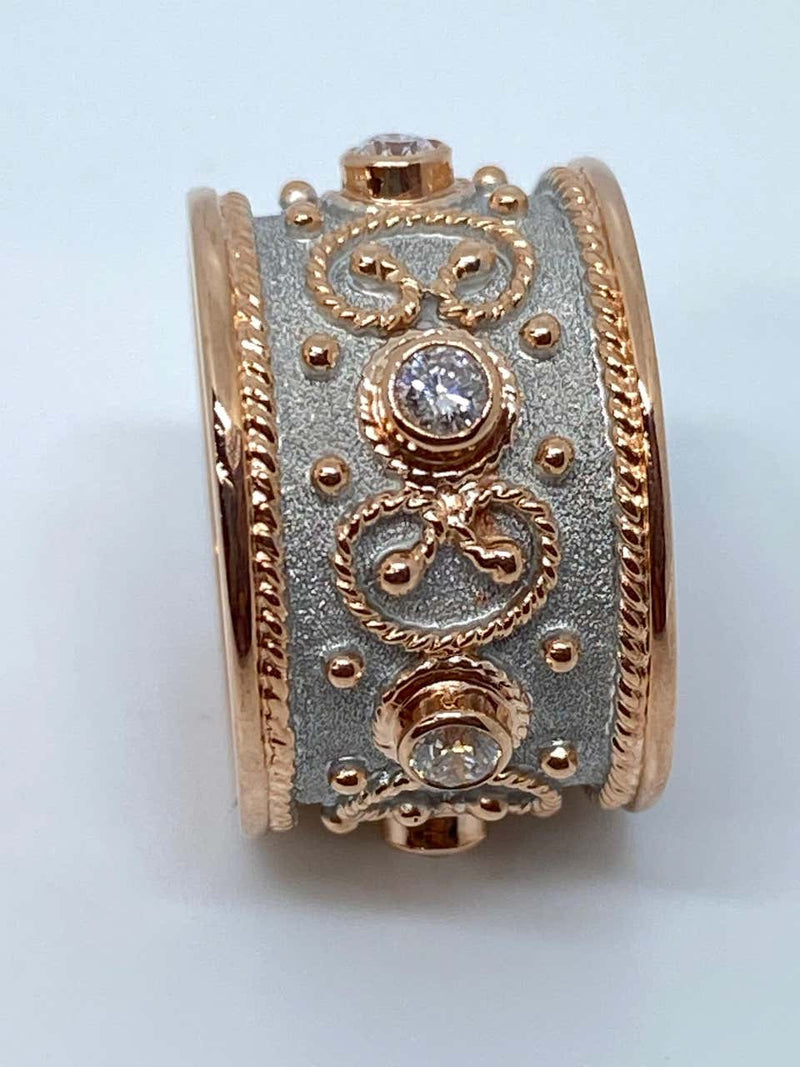 18 Karat Rose Gold Diamond and White Rhodium Band Ring