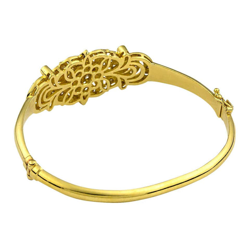 Georgios Collections 18 Karat Yellow Gold Vintage Style Diamond Bangle Bracelet