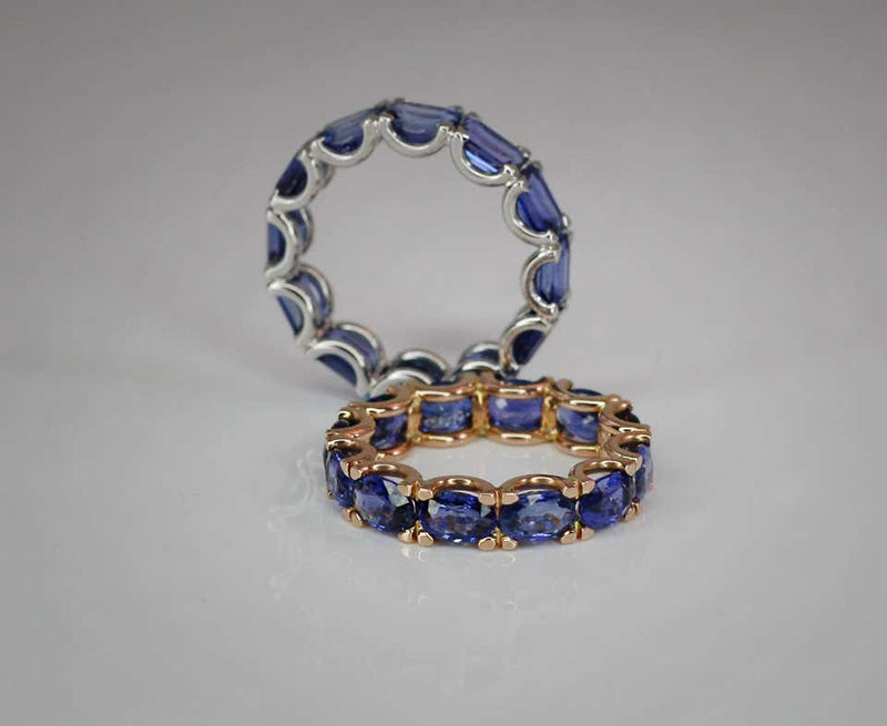 18 Karat Rose Gold Natural Blue Sapphire Eternity Band Ring