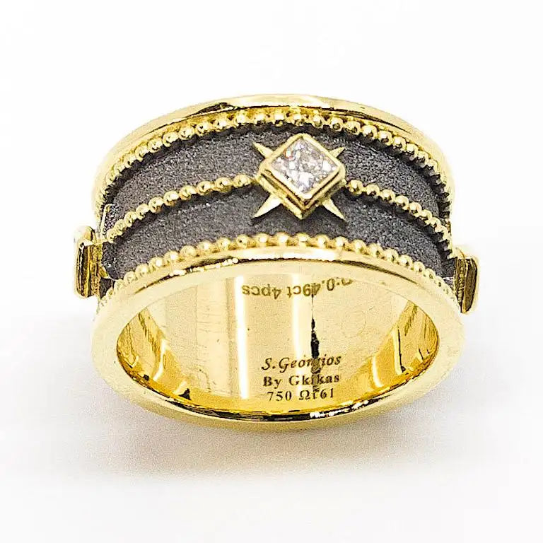Georgios Collections 18karat Gold and Rhodium Diamond Eternity Wedding Band Ring