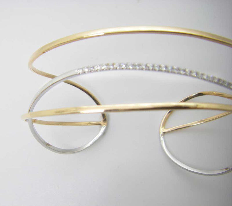 White and Rose Gold 18 Karat White Diamond Cuff Bracelet