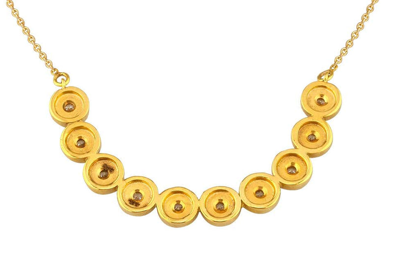 18 Karat Yellow Gold Diamond Round Chain Pendant Necklace