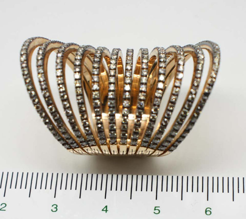 18 Karat Rose Gold Chocolate Diamond Two-Tone Long Band Ring